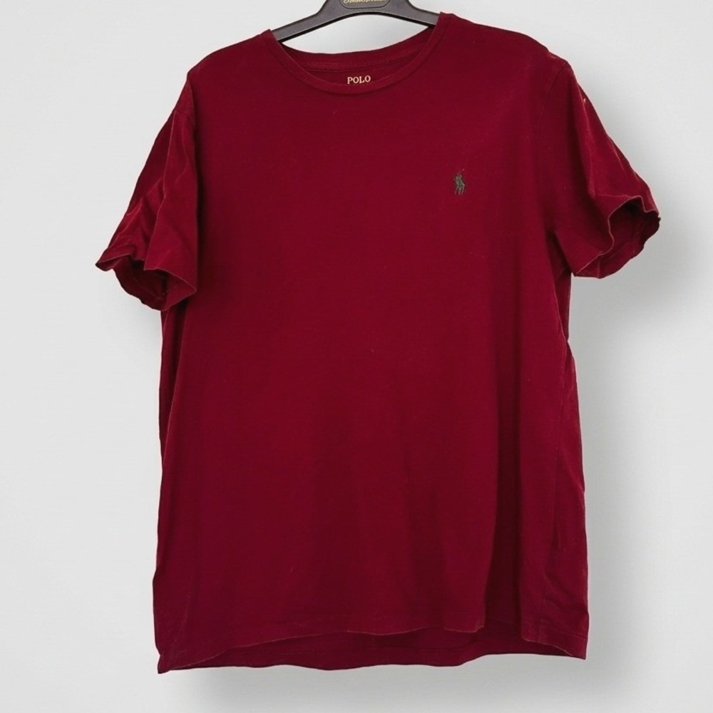 Polo Ralph Lauren Mens Medium Burgundy Maroon Cotton Short Sleeve T-Shirt Pony